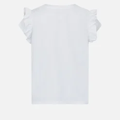 Mädchen-T-Shirt aus Baumwolle mit Volant und Stickerei