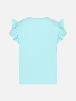 Mädchen-T-Shirt aus Baumwolle mit Volant und Stickerei
