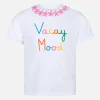 Mädchen-T-Shirt Elly aus Baumwolljersey mit Rundhalsausschnitt und Vacay-Mood-Stickerei