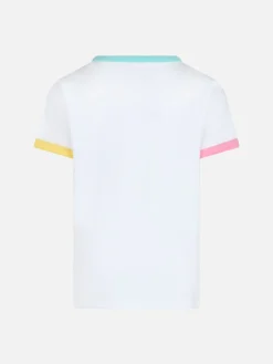 Mädchen-T-Shirt Elly aus Baumwolljersey mit Rundhalsausschnitt und Saint-Barth-Frottee-Aufnäher