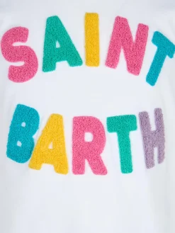 Mädchen-T-Shirt Elly aus Baumwolljersey mit Rundhalsausschnitt und Saint-Barth-Frottee-Aufnäher