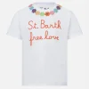 Mädchen-T-Shirt mit Gänseblümchen-Stickerei und Aufnäher