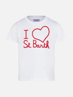 Mädchen-T-Shirt mit „I love St. Barth“-Stickerei