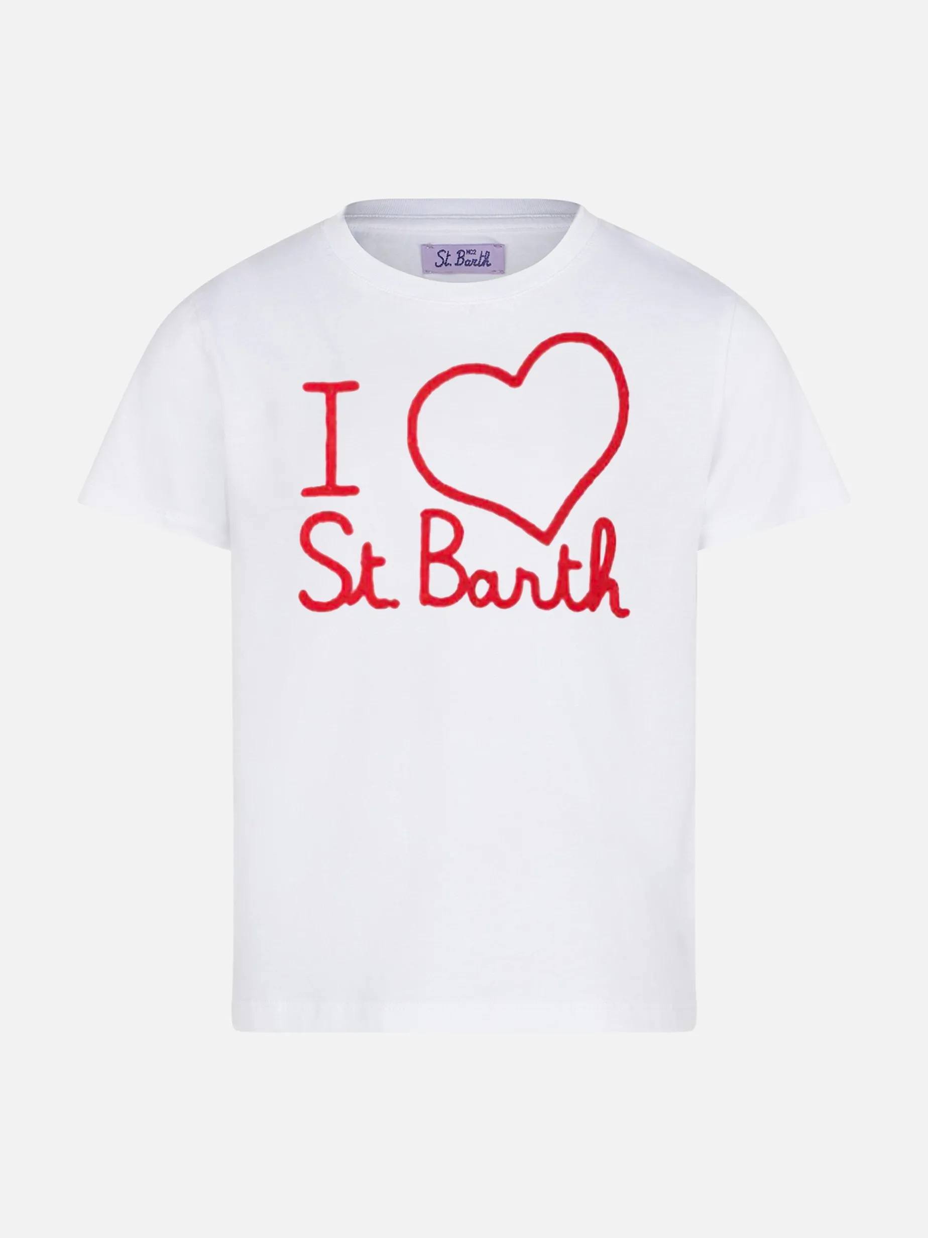 Mädchen-T-Shirt mit „I love St. Barth“-Stickerei