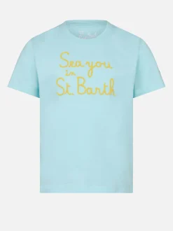 Mädchen-T-Shirt mit „Sea you in St. Barth“-Stickerei