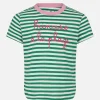 Mädchen-T-Shirt mit Streifen und Stickerei