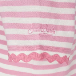 Mädchen-T-Shirt mit Streifen und Stickerei