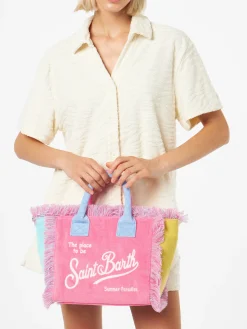 Mehrfarbige Colette Sponge-Handtasche aus Terry mit Aufnähern