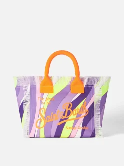 Mehrfarbige Colette-Handtasche aus Baumwollcanvas mit Wellendruck