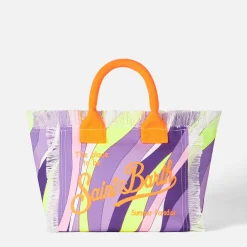 Mehrfarbige Colette-Handtasche aus Baumwollcanvas mit Wellendruck