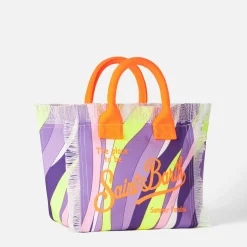 Mehrfarbige Colette-Handtasche aus Baumwollcanvas mit Wellendruck