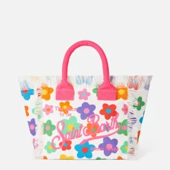 Mehrfarbige Colette-Handtasche aus Baumwollcanvas mit Blumendruck