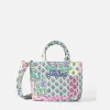 Mehrfarbige, gesteppte Soft Tote Mini-Tasche mit Blumenmuster
