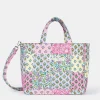 Mehrfarbige, gesteppte Soft Tote Mid-Tasche mit Blumenmuster