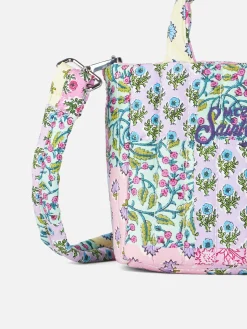 Mehrfarbige, gesteppte Soft Tote Mini-Tasche mit Blumenmuster