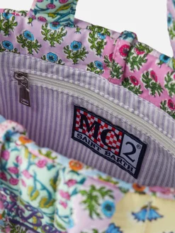 Mehrfarbige, gesteppte Soft Tote Mini-Tasche mit Blumenmuster