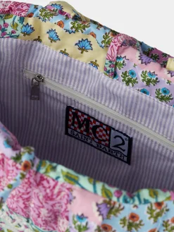 Mehrfarbige, gesteppte Soft Tote Mid-Tasche mit Blumenmuster