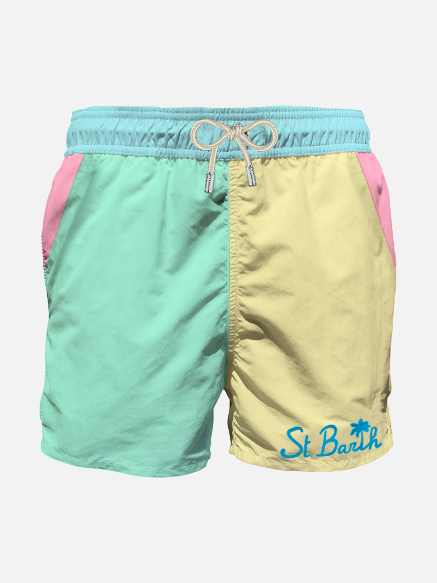 Mehrfarbige Herren-Badeshorts mit Tasche