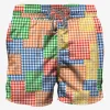 Mehrfarbige Herren-Badeshorts mit Gingham-Karomuster