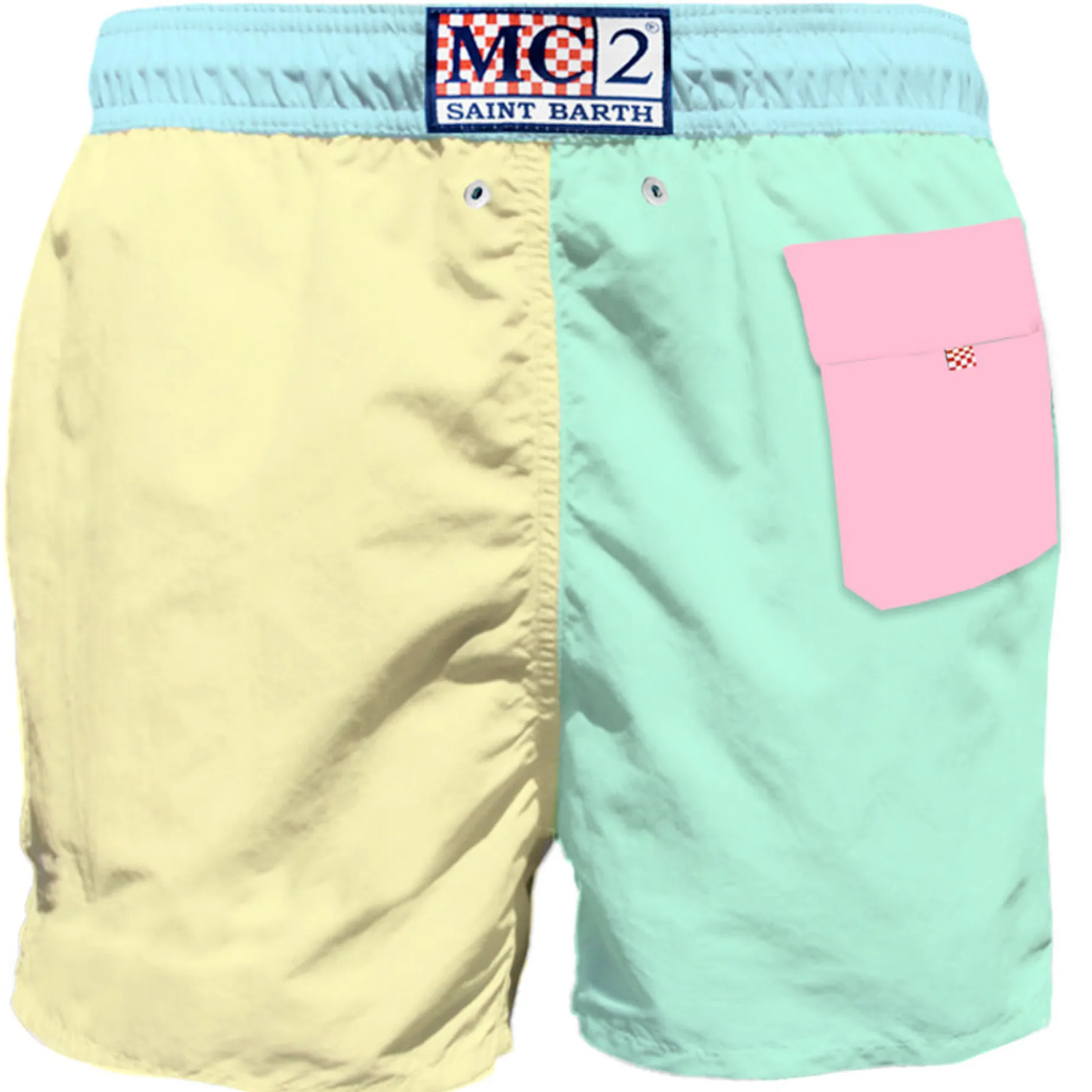 Mehrfarbige Herren-Badeshorts mit Tasche