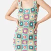 Mehrfarbiges Häkelkleid