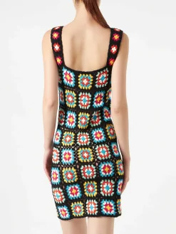 Mehrfarbiges Häkelkleid für Damen