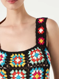Mehrfarbiges Häkelkleid für Damen