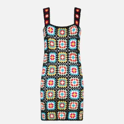 Mehrfarbiges Häkelkleid für Damen