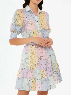 Mehrfarbiges kurzes Bandanna-Leinenkleid „Daisi“