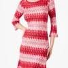 Mehrfarbiges rotes gestricktes Minikleid