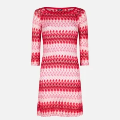 Mehrfarbiges rotes gestricktes Minikleid