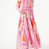 Mehrfarbiges Shape-Wellenkleid Marbella mit Stickereien