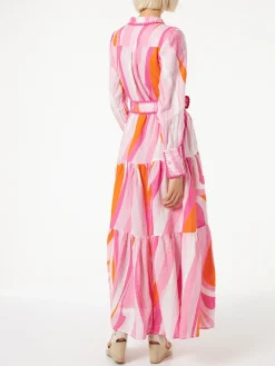 Mehrfarbiges Shape-Wellenkleid Marbella mit Stickereien