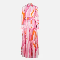 Mehrfarbiges Shape-Wellenkleid Marbella mit Stickereien