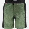 Militärgrüne Badeshorts mit kontrastierendem Seitenband