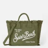 Militärgrüne Colette Leinenhandtasche mit Saint Barth Logo-Print