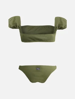 Militärgrüner Bandeau-Bikini