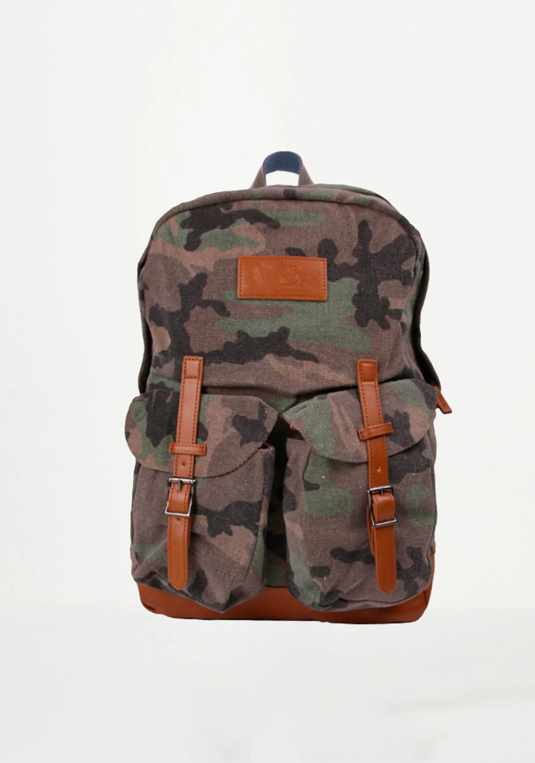 Militärgrüner Canvas-Rucksack mit Tarnmuster