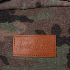 Militärgrüner Canvas-Rucksack mit Tarnmuster