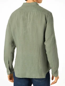 Militärgrünes Leinenhemd für Herren