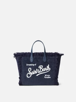 Mini Vanity – Handtasche aus marineblauem Cord