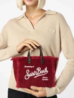 Mini Vanity – Handtasche aus burgunderfarbenem Cord