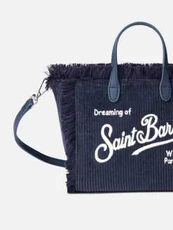 Mini Vanity – Handtasche aus marineblauem Cord