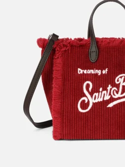Mini Vanity – Handtasche aus burgunderfarbenem Cord