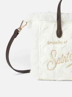 Mini Vanity – weiße Handtasche aus Wollzopfmuster