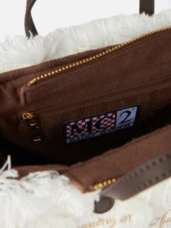 Mini Vanity – weiße Handtasche aus Wollzopfmuster