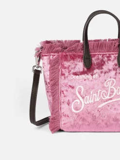 Mini Vanity Handtasche aus rosa Chenille