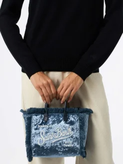 Mini Vanity hellblaue Chenille-Handtasche