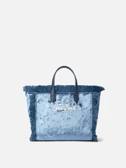Mini Vanity hellblaue Chenille-Handtasche