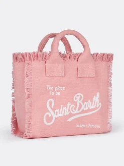 Mini-Kosmetiktasche aus rosafarbenem Baumwollcanvas